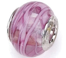 Zable Pink Swirl Murano Glass Bead