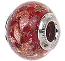 Zable Red Copper Murano Glass Bead